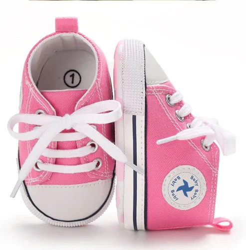 Miniatura 2 de Zapatos unisex para bebés, niñas y niños, suela suave, lona para recién nacidos, primeros pasos, zapatillas altas antideslizantes