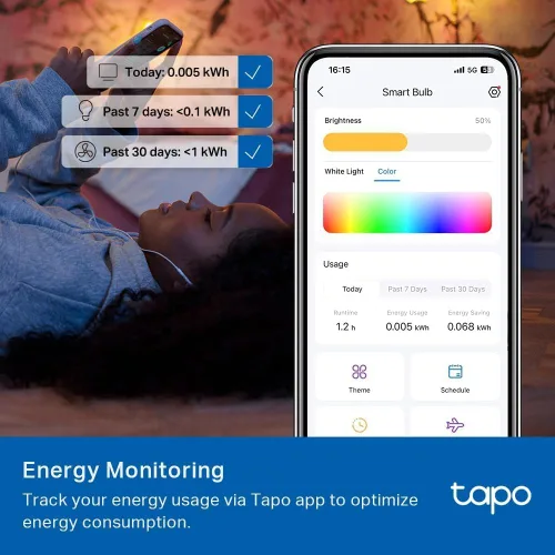 Miniatura 12 de TP-Link Tapo - Bombillas inteligentes, 1100 lúmenes de alta luminosidad (equivalente a 75 W), certificadas por Matter, bombilla LED RGBW de 16