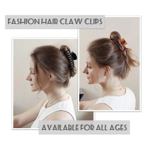Miniatura 3 de 10 pinzas para el cabello para mujer, 3.5 pulgadas, antideslizantes, medianas y grandes, para cabello fino, paquete de 5 pinzas cuadradas