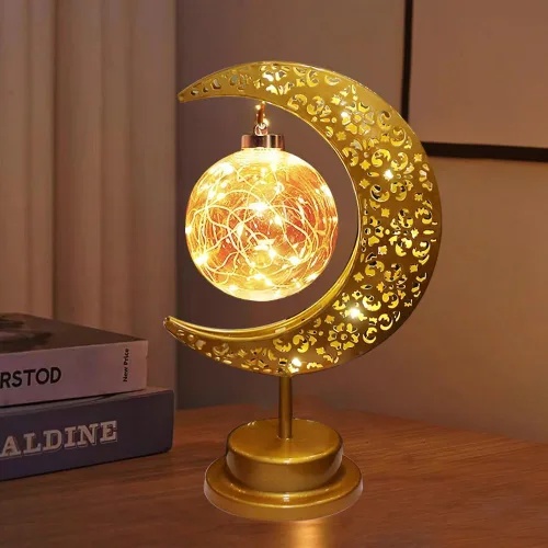 Miniatura 7 de GUOCHENG Lámpara lunar encantada en forma de luna, lámpara de mesa con forma de luna, luz LED de media luna mágica, decoración mágica de luna