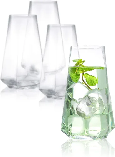Miniatura 6 de JoyJolt Infiniti Highball - Juego de 4 vasos de cóctel de 18 onzas, juego de cristalería, cristal de alta calidad, diseño moderno y práctico, vasos