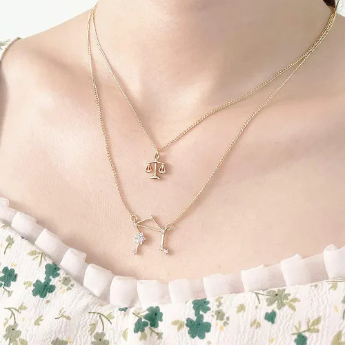 Miniatura 5 de ZMNNOPPAB 3 collares de capas de constelación del zodiaco para mujeres y niñas, circonita 3A, chapado en oro de 14 quilates, 12 constelaciones