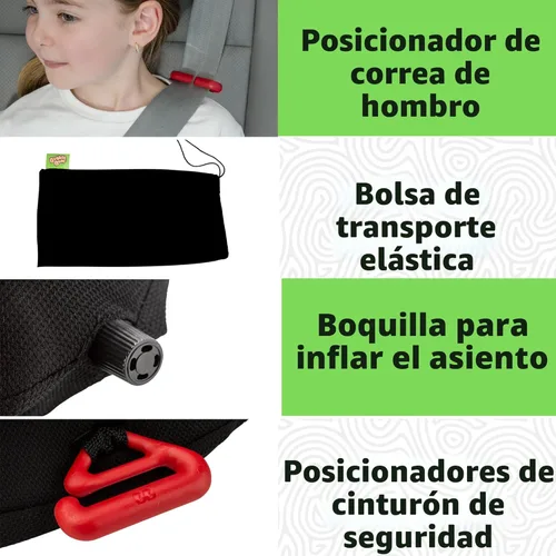 Miniatura 4 de Bubble Bum - Asiento elevador portátil inflable de viaje, para niños de 40 a 100 libras, para automóvil, sin espalda, plegable y estrecho, ajuste