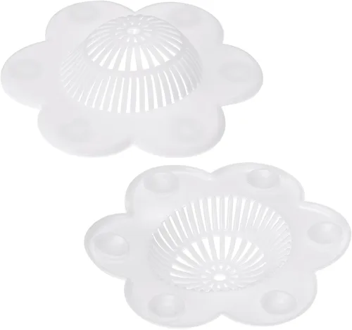 uxcell Colador para fregadero de cocina, tapón de eliminación de fregadero de silicona, colador de pelo flexible, color blanco, 2 unidades