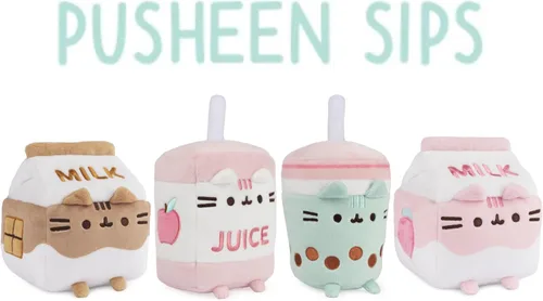 Miniatura 7 de GUND Pusheen Gato de Peluche Taza de Té Boba Animal de Peluche para Edades 8 y Más, Verde/Rosa, 6