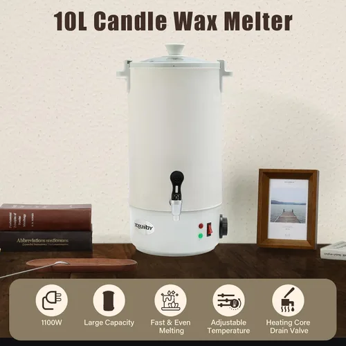 Miniatura 2 de TCFUNDY Olla de fusión de cera para hacer velas, 10 L, olla eléctrica antiadherente para cera de velas, 10 L, kit de fabricación de velas para Blanco