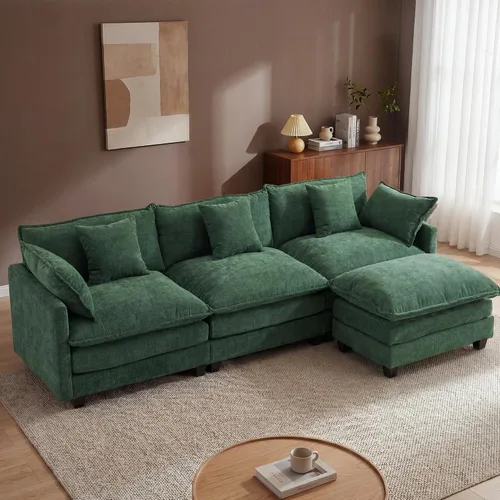 Miniatura 9 de Juego de sofá de felpilla Cloud de 77 pulgadas con almohadas, sofá biplaza de asiento profundo para apartamentos, ahorro de espacio de 2 plazas