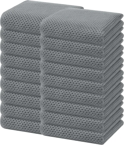 Miniatura 322 de Homaxy Paños de cocina de 100% algodón con tejido de gofre, ultra suaves, absorbentes, de secado rápido, 12 x 12 pulgadas, paquete de 6, amarillo