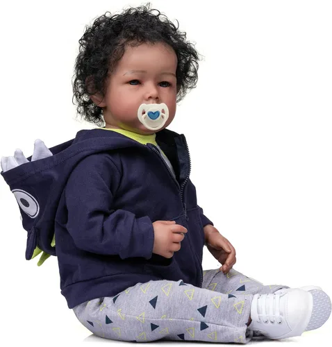 Miniatura 4 de iCradle Muñecas de bebé renacidas niño negro birracial afroamericano bebés recién nacidos realistas muñecas de bebé renacidas con cuerpo de silicona