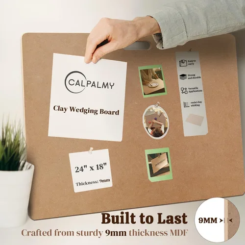 Miniatura 3 de CALPALMY Tabla de aplanado de arcilla con asa incorporada conveniente - Tabla de arcilla portátil de 24 x 18" para cerámica, manualidades de arcilla