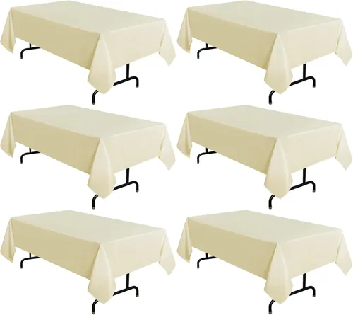 Miniatura 105 de sancua - Paquete de 2 manteles cuadrados de poliéster, de 54 x 54 pulgadas, resistentes a las manchas y a las arrugas, lavables, para mesas de Beige