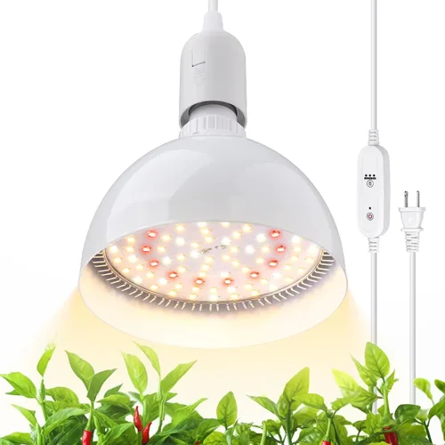 Miniatura 10 de Barrina Bombilla LED de cultivo con sistema de temporización y suspensión, espectro completo de 25 W, temporizador de 4H/9H/14H, luces de cultivo