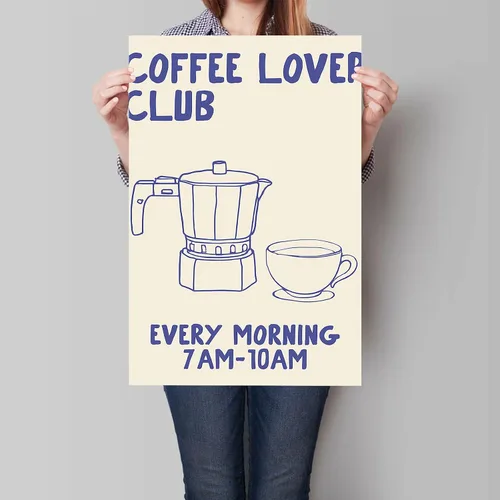 Miniatura 9 de Divertido póster de lienzo de cocina, arte de pared retro del club amante del café, imagen adorable del club de amantes de la pasta, pintura vintage