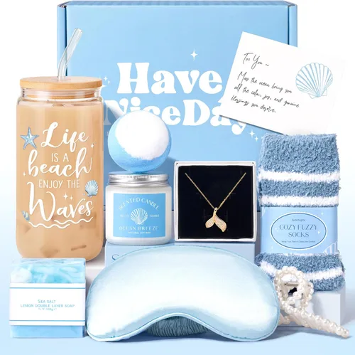 Cestas de regalo para mujeres, 9 piezas de regalos únicos de feliz cumpleaños para mujeres, mejores ideas de regalos de Navidad de spa relajante,