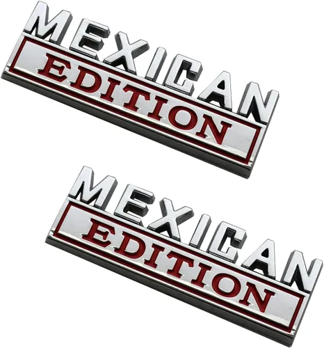 Paquete de 2 emblemas de edición mexicana 3D, calcomanías de repuesto para automóvil, camión, SUV, barco, decoración de puerta de vehículo Rojo
