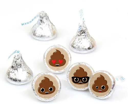Big Dot of Happiness Party 'Til You're Pooped - Poop Emoji Party - Calcomanías redondas para dulces de chocolate (1 hoja de 108)