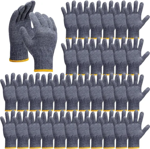 Miniatura 9 de Sintuff 100 Pares de Guantes Forros de Algodón para Barbacoa de Punto de Cuerda de Poliéster Guantes de Seguridad para Cocinar, Asar a la Parrilla