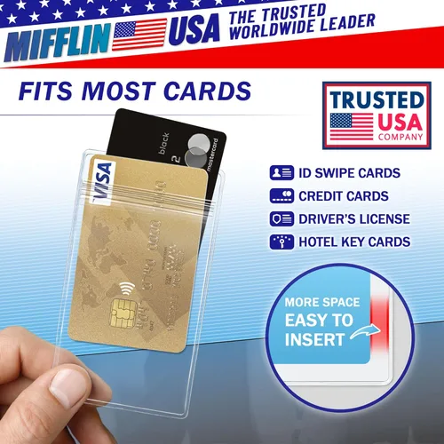 Miniatura 4 de USA - Soporte de plástico impermeable para tarjetas de identificación (transparente, 2.25 x 3.5 pulgadas, paquete de 1000), soporte vertical