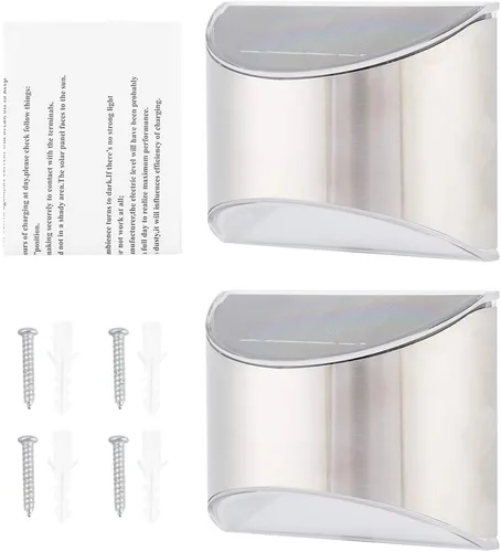 Miniatura 7 de Keenso Luces solares de seguridad de acero inoxidable, elegante lámpara de pared para exteriores, lámpara de pared LightControl con 4 LED, IP55