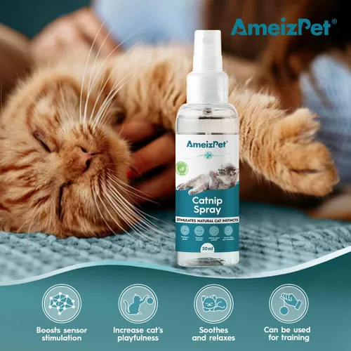 Miniatura 2 de AmeizPet Spray de Hierba Gatera para Gatos, Spray para Arañar Gatos, Spray Transparente para el Comportamiento de Gatos y Gatitos 50 ml (1.69 Oz)