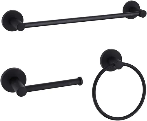 Miniatura 8 de Juego de accesorios de baño de 3 piezas montados en la pared, el juego de accesorios de baño incluye soporte para papel higiénico, anillo de toalla