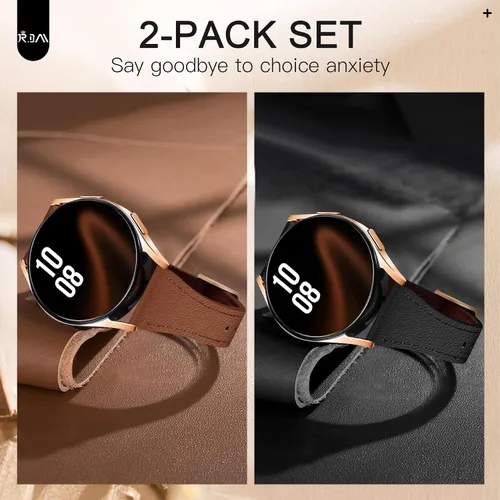 Miniatura 2 de JR.DM Paquete de 2 correas delgadas de cuero para mujer compatibles con Samsung Galaxy Watch 7/6/5/4/Active 2/4 Classic/6 Classic/5 Pro/FE 1.575 in
