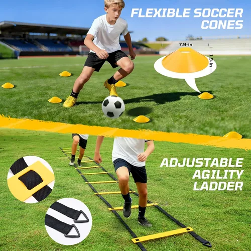 Miniatura 4 de Haokelball Portería de fútbol portátil para patio trasero, red de fútbol de 12 x 6 pies con poste de metal para práctica de adultos y jóvenes