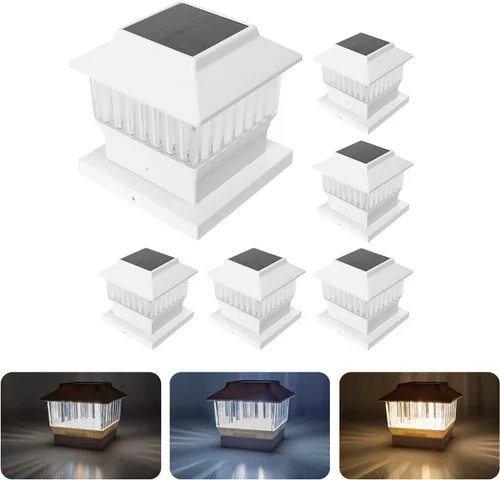 Miniatura 19 de Paquete de 4 luces solares para tapa de poste, modernas #2: se adapta a postes de vinilo de 4 x 4 y madera de 5 x 5 pulgadas, temperatura de 3