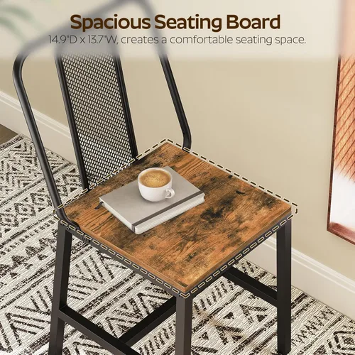 Miniatura 6 de YATINEY CY01L4BRN1 - Juego de 4 sillas de comedor de madera, sillas de comedor de granja con soporte trasero, para sala de estar, cocina, marrón