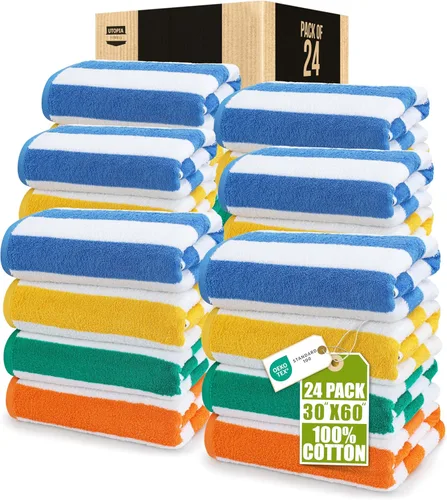 Miniatura 16 de Utopia Towels Paquete de 4 toallas de playa Cabana, juego de toallas de playa de algodón de gran tamaño de 30 x 60 pulgadas, textura suave hilado