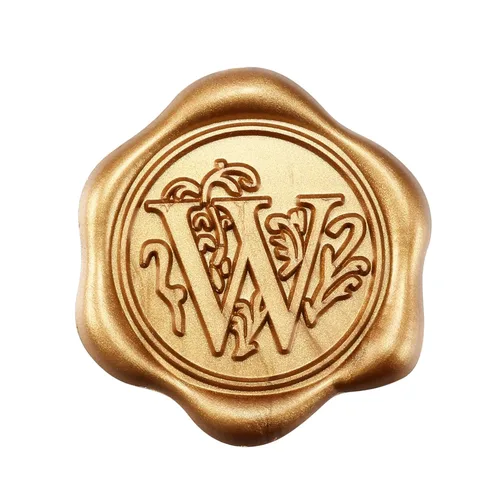 Miniatura 26 de Yoption 50 piezas de pegatinas de sello de cera inicial G, pegatinas de sello autoadhesivas de letra dorada retro antigua para sobres, para bodas