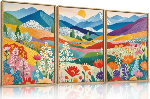 Miniatura 33 de LHIUEM Gran Arte de Pared de Lienzo Abstracto Marrón Gris Enmarcado, Decoración de Pared en Toques de Pincel Pastel, Pintura de Pared Moderna