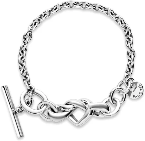 Miniatura 3 de PANDORA Pulsera de plata de ley con barra en T de corazón anudado Metal no aplica