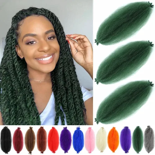 Miniatura 22 de Cabello afro trenzado elástico color marrón claro de 16 pulgadas, paquete de 3 T27, cabello afro preesponjado y trenzado elástico, cabello afro