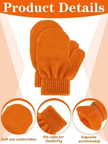 Miniatura 5 de Boao 5 pares de guantes de punto elásticos para niños y niñas, guantes cálidos de invierno para niños y niñas
