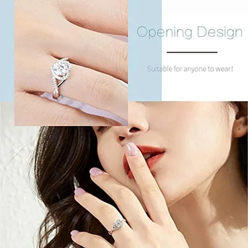 Miniatura 4 de Sunamy Endless Love - Juego de anillos de pareja a juego para él y ella, diseño de corazón romántico de plata S925, anillo de compromiso