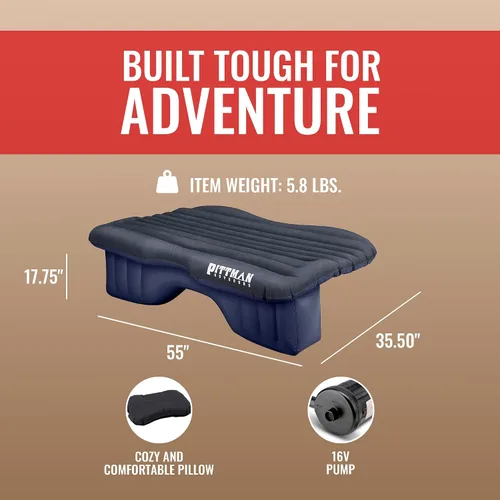 Miniatura 3 de AirBedz de Pittman Outdoors - Colchón de aire inflable de PVC para asiento trasero, negro - Tamaño mediano para Jeeps, autos, SUV y camionetas