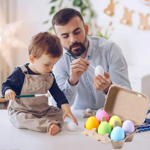Miniatura 2 de Media docena de cajas de huevos vintage, paquete de 50 cartones de huevos de pulpa natural en blanco, 6 unidades para huevos de gallina, bandeja