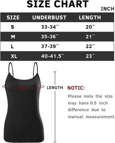 Miniatura 5 de Orrpally Basic Cami Tank Tops Women Lightweight Camisole Stretch Tank Top Adjustable 4-Pack S-XL