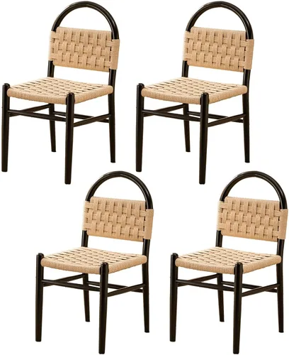 Miniatura 14 de Rattan Dining Room Chairs Wooden, Woven Kitchen Chairs, Dining Room Chair with Wood Legs, Vanity Chair,Armless Side Chair for Home Bar Restaurant