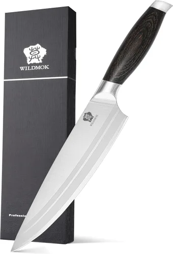 Miniatura 7 de WILDMOK Cuchillo Carnicero de 7.8 Pulgadas, Cuchillos de Chef Chinos Ultra Afilados - Cuchillo de Cocina para Picar, Acero Alemán y Mango Ergonómico