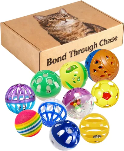 Miniatura 7 de 6 bolas de juguete para gatos, 4 bolas de campana y 2 bolas de felpa para gatitos de interior, juego de juguetes interactivos seguros y suaves