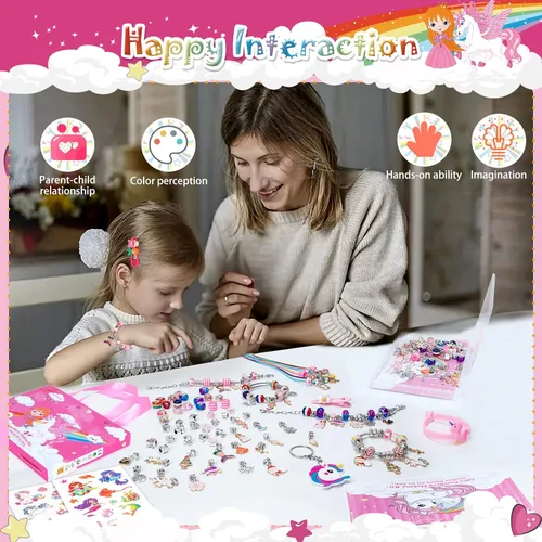 Miniatura 5 de SUZUTOY Kit de fabricación de pulseras para niñas, regalos de unicornios para niñas, artes y manualidades para niños de 4, 5, 6, 7, 8, 9, 10, 11