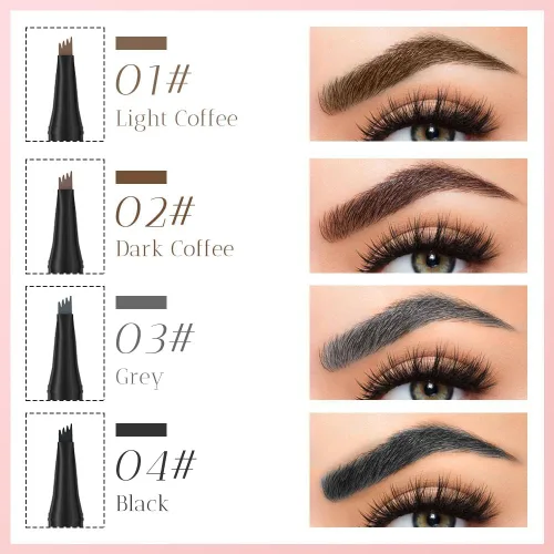Miniatura 3 de Lápiz de cejas Microblading, 2026 nuevo bolígrafo de cejas 3D impermeable de 4 puntas Microblading, relleno de huecos naturales, maquillaje de cejas