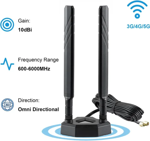 Miniatura 3 de Antena externa SMA de banda ancha 4G 5G de base magnética de 9dBi para Verizon AT&T T-Mobile, Internet 4G LTE 5G inalámbrico para casa, enrutadores