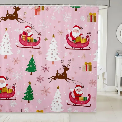 Miniatura 23 de Feelyou Accesorios impermeables de baño de cereza roja con 12 ganchos, cortina de ducha de frutas de dibujos animados para niñas, mujeres y niños