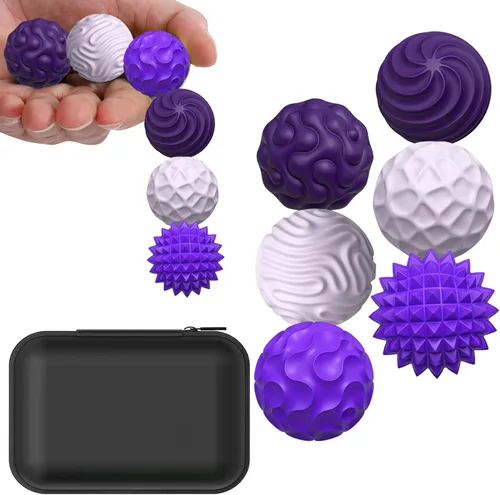Miniatura 11 de BUSOHA Bolas Fidget de Silicona - Paquete de 4 Juguetes Fidget para Adultos Juguetes Sensoriales Pelotas Antiestrés para Adultos Adolescentes Morado
