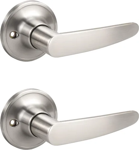 Miniatura 45 de KNOBWELL Juego de 10 manijas de puerta color negro mate, juego de manijas de puerta para privacidad para cama y baño, reversible para lado derecho