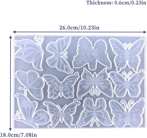 Miniatura 2 de Molde para llavero de mariposa, moldes de resina de silicona para llavero, 12 estilos de joyería de mariposa colgante de molde para resina epoxi