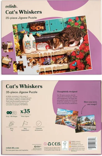 Miniatura 8 de Relish Rompecabezas de piezas grandes para personas mayores, rompecabezas de bigotes de gato de 35 piezas, productos de demencia para ancianos